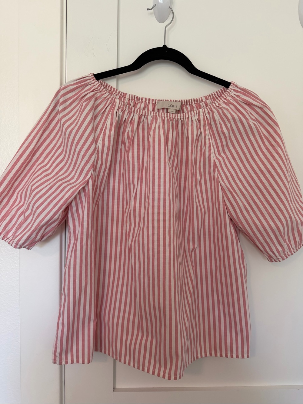 LOFT red & White Striped Off-Shoulder Blouse
